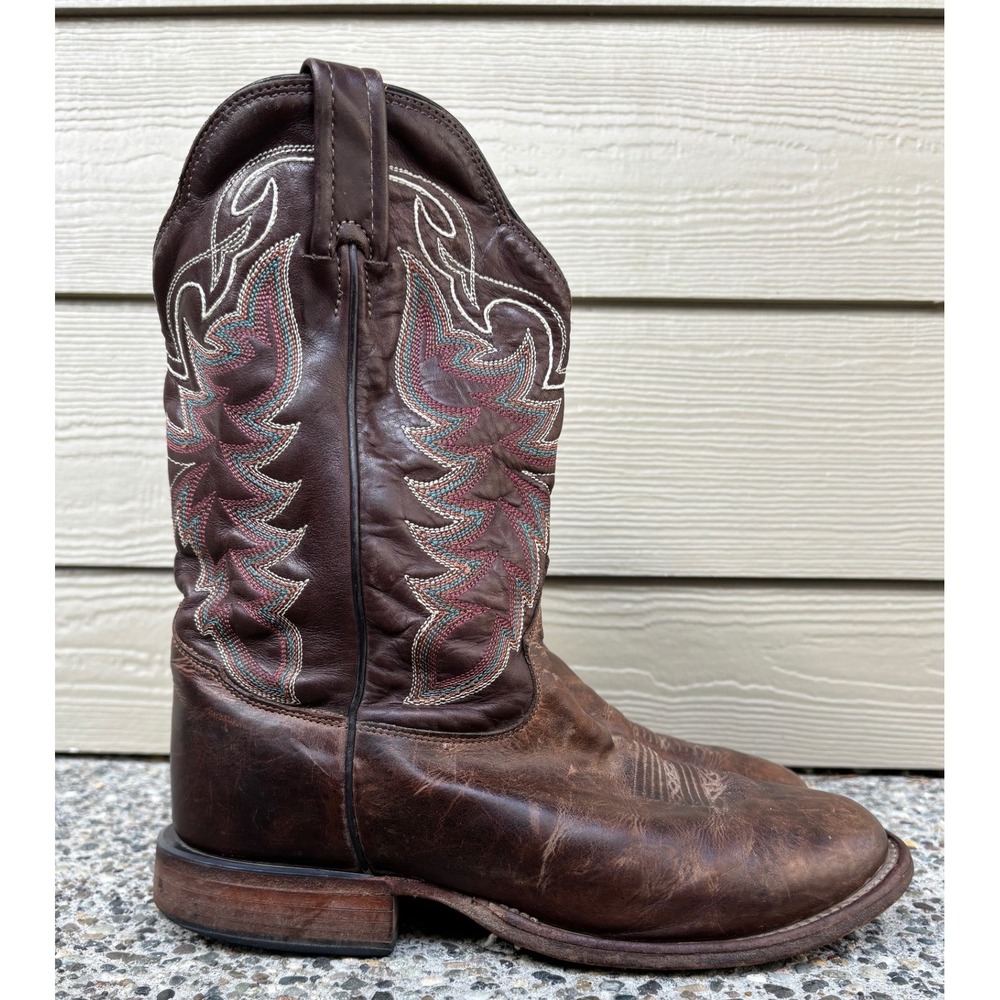 Tony Lama Mens Brown Leather Square Toe Western Cowboy Boots CB3863 Size 8 EE